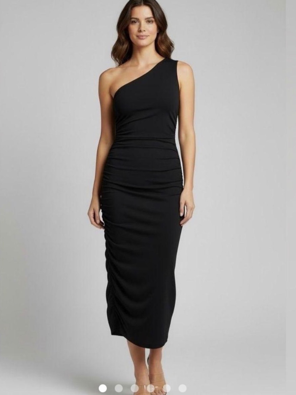Express One Shoulder Ruched Midi Dress Black NWT Size Small